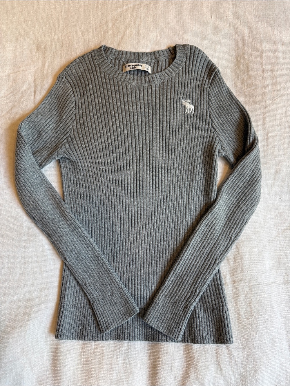 abercrombie kids Gray Ribbed Crewneck Sweater